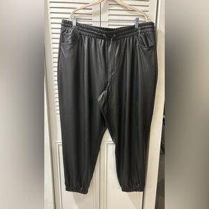 High Waisted Faux Leather Joggers